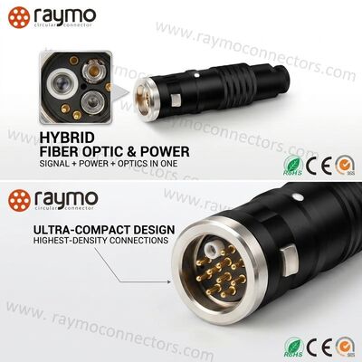 RAYMO 3K.93C SMPTE Hybrid Fiber Optic Connector Plug 2 Fiber 2 Power Contacts IP68 Broadcast